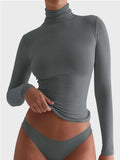 Turtleneck Long Sleeve T-Shirt - Trendsi - Flyclothing LLC