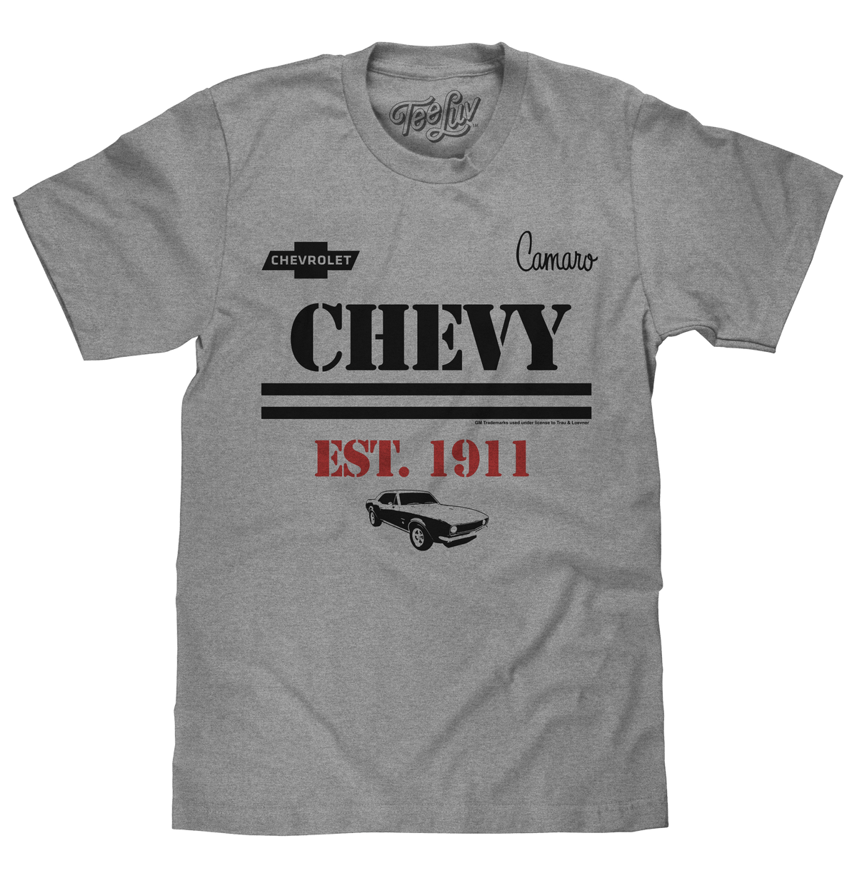 Chevy Camaro Est 1911 Chevrolet Muscle Car T-Shirt - Athletic Heather Gray - Tee Luv - Flyclothing LLC