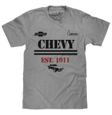Chevy Camaro Est 1911 Chevrolet Muscle Car T-Shirt - Athletic Heather Gray - Tee Luv - Flyclothing LLC
