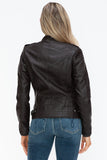 Snobbish PU Leather Biker Jacket with Side Zip Pockets - Trendsi