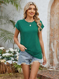Round Neck Short Sleeve T-Shirt - Trendsi - Flyclothing LLC