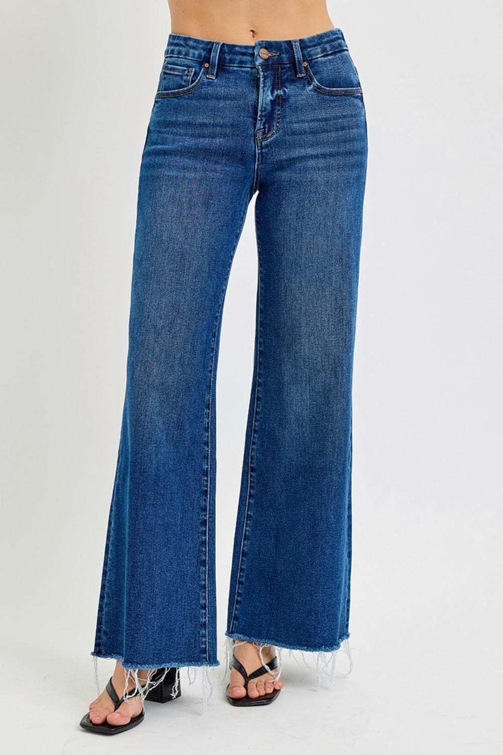 RISEN Tummy Control High Rise Wide Leg Jeans - Trendsi - Flyclothing LLC