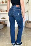 Judy Blue Full Size High Waist Rigid Magic Heavy Destroy Straight Jeans - Trendsi - Flyclothing LLC