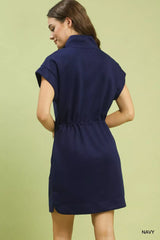 Umgee Dolman Sleeve Zip Detail Dress - Trendsi - Flyclothing LLC