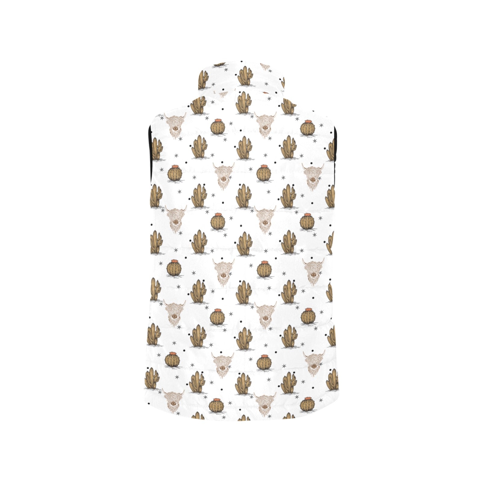 Baha Ranch Cactus and Highland Cow Puffy Vest