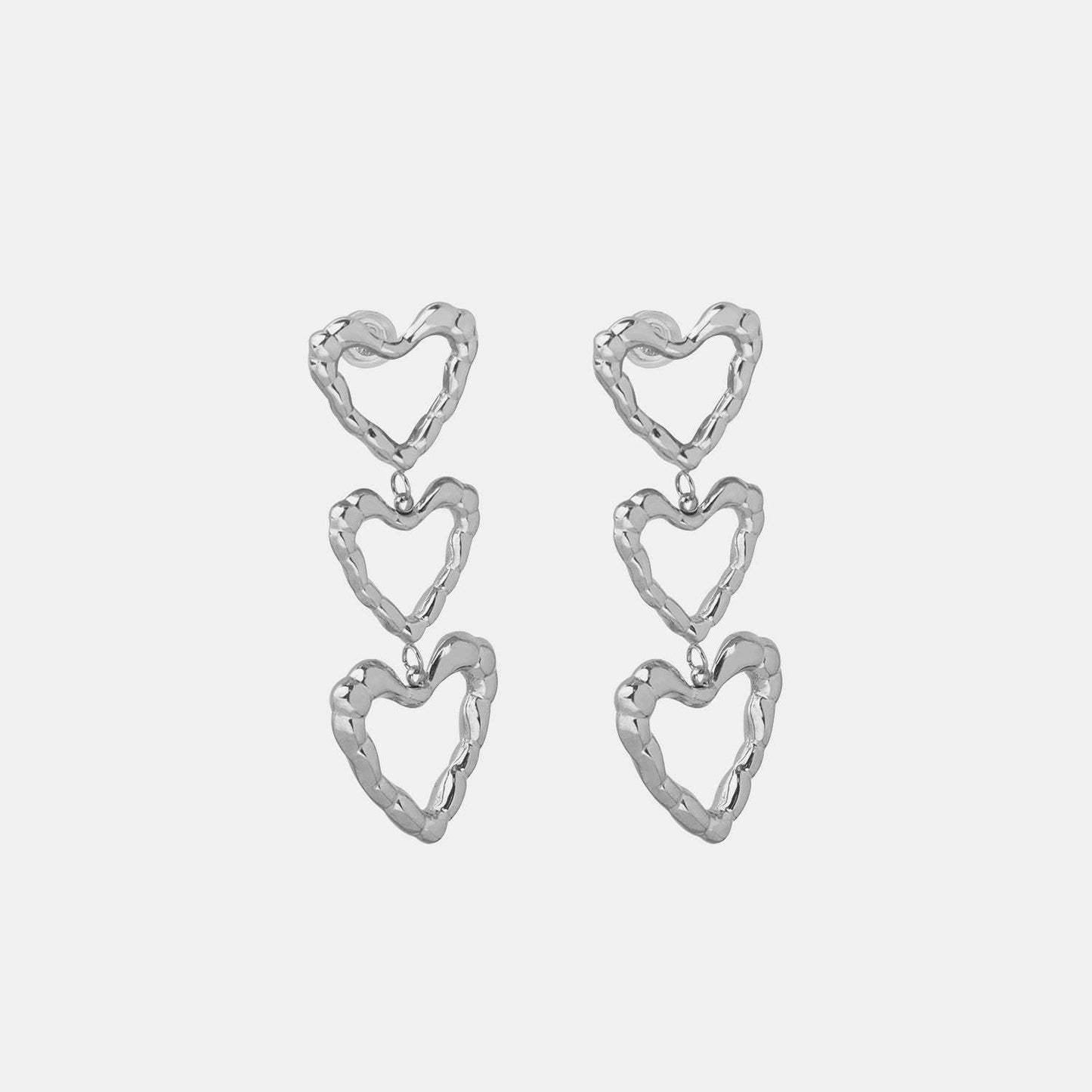 Titanium Steel Heart Earrings - Trendsi - Flyclothing LLC