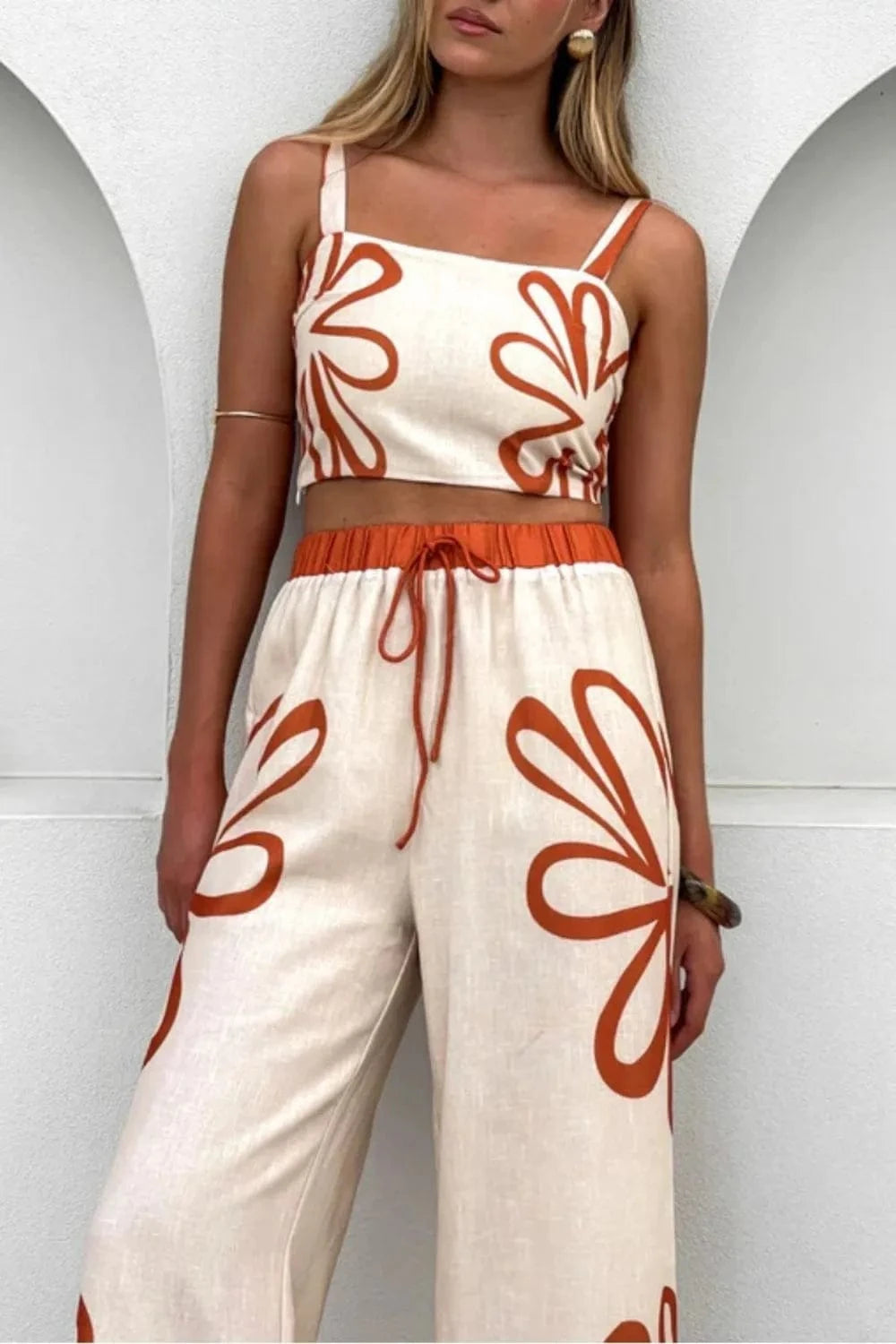 Smocked Square Neck Cami and Pants Set - Trendsi