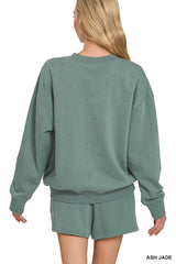 Zenana Fleece Long Sleeve Sweatshirts & Shorts Set - Trendsi - Flyclothing LLC