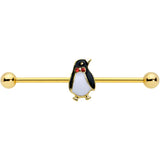 14G Red Gem Gold Tone Bow Tie Penguin Industrial Barbell 38mm - BodyCandy - Flyclothing LLC