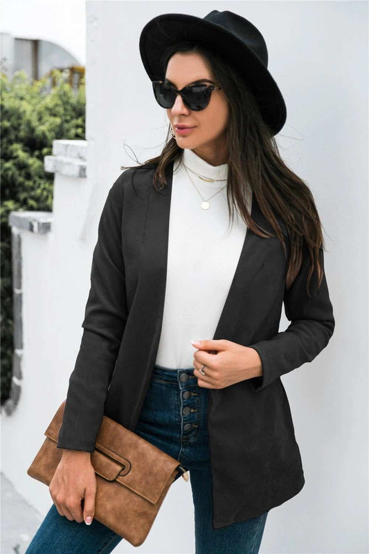 Three-Quarter Sleeve Blazer - Trendsi - Flyclothing LLC