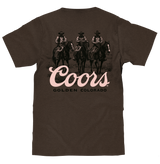 Coors Banquet Golden Colorado Cowboys Double Sided Beer T-Shirt - Tobacco Brown