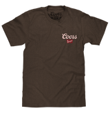 Coors Banquet Golden Colorado Cowboys Double Sided Beer T-Shirt - Tobacco Brown