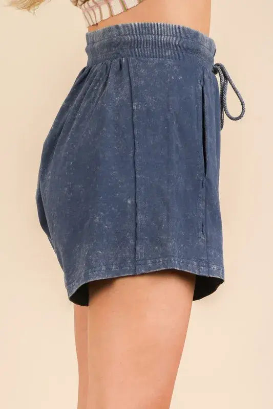 VERY J Mineral Washed Comfy Baggy Shorts - Trendsi - Flyclothing LLC