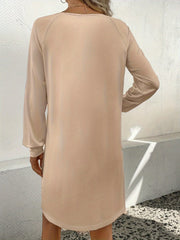 V-Neck Raglan Sleeve Knee Length Dress - Trendsi