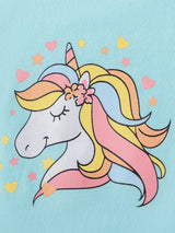 Children's Unicorn Graphic Rainbow Tulle Layered Dress - Trendsi - Flyclothing LLC