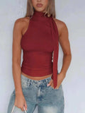 Tied Solid Color Cami - Trendsi - Flyclothing LLC