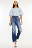 Kancan High Rise Distressed Slim Straight Jeans - Trendsi