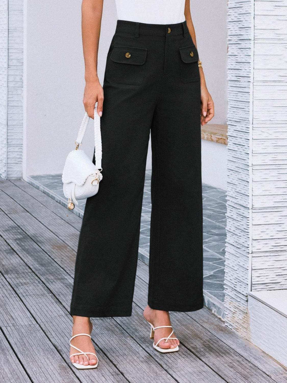 High Waist Wide Leg Pants - Trendsi - Flyclothing LLC