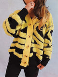 Contrast Button Up Long Sleeve Cardigan - Trendsi - Flyclothing LLC