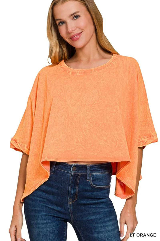 Zenana Premium Cotton Crinkle Wash Oversized T-Shirt - Trendsi - Flyclothing LLC