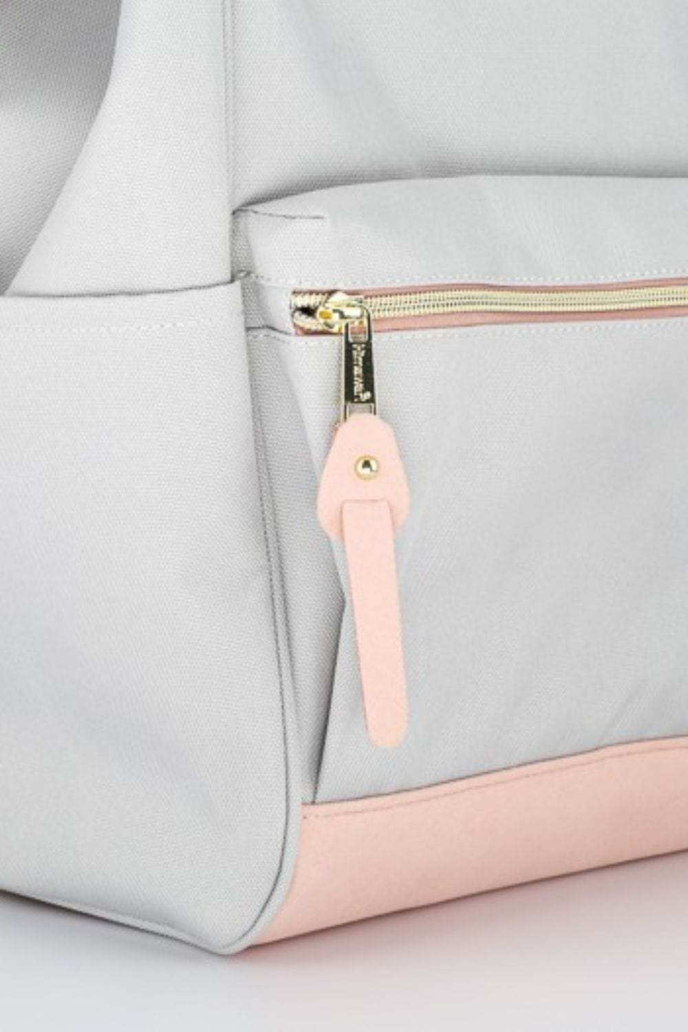 Himawari Contrast Waterproof Canvas Backpack Bag with Side Pockets - Trendsi - Flyclothing LLC