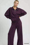 Umgee Half Zip Drop Shoulder Sweatshirt - Trendsi - Flyclothing LLC