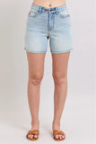 Judy Blue Full Size 2 Button Denim Shorts with Pockets Plus Size - Trendsi