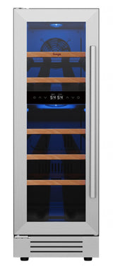 34" X 12" Silver and Black Stainless Steel Dual Compartment Wine Refrigerator - HomeRoots - Flyclothing LLC