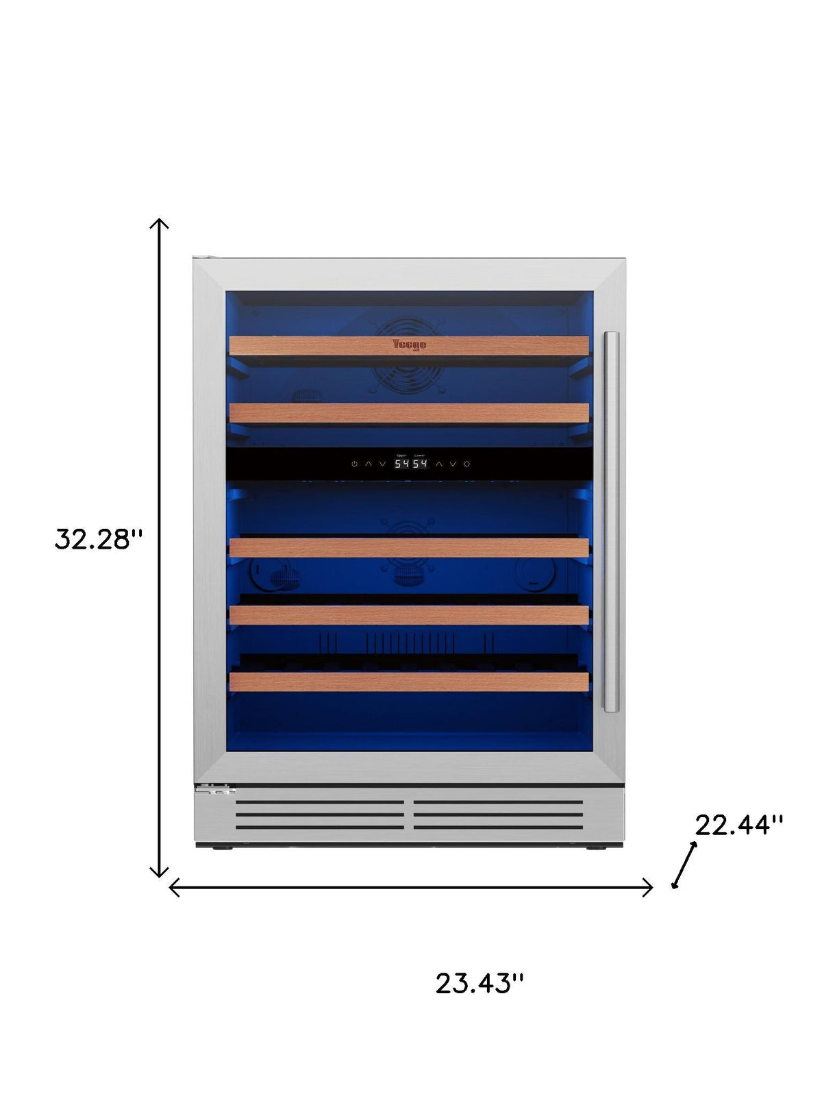 32" X 23" Silver and Black Stainless Steel Dual Compartment Wine Refrigerator - HomeRoots - Flyclothing LLC