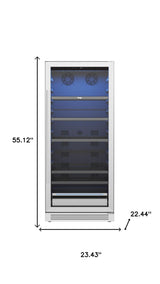 55" X 23" Silver and Black Stainless Steel Single Compartment Can Beverage Refrigerator - HomeRoots - Flyclothing LLC