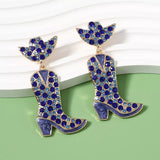 Rhinestone Cowboy Boot Dangle Earrings - Trendsi - Flyclothing LLC