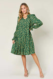Double Take Full Size Printed Ruffle Hem Long Sleeve Tiered Dress - Trendsi - Flyclothing LLC