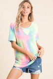 BiBi Tie Dye French Terry Print Top - Trendsi - Flyclothing LLC