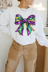 Bow Round Neck Long Sleeve Sweatshirt - Trendsi - Flyclothing LLC