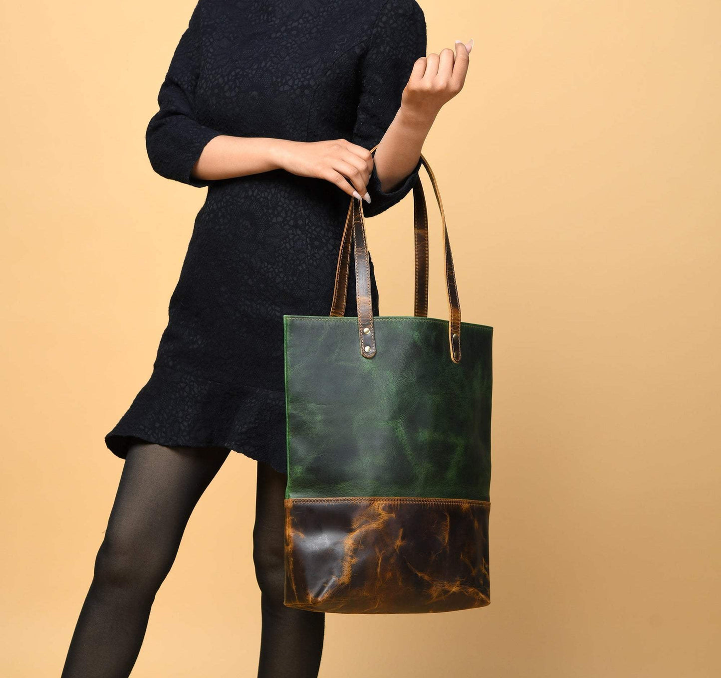 Green Women's Leather Tote - Classy Leather Bags - Flyclothing LLC