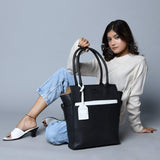 Midnight Elegance Noir Shopper Tote - Classy Leather Bags - Flyclothing LLC