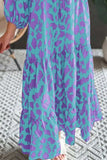 Smocked Printed Tie Neck Long Sleeve Dress - Trendsi - Flyclothing LLC
