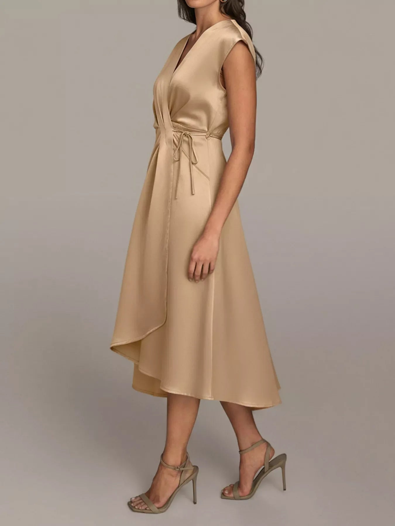 Satin Wrap Midi Dress with Pockets - Trendsi - Flyclothing LLC