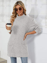 Ribbed Mock Neck Long Sleeve T-Shirt - Trendsi - Flyclothing LLC