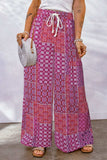 Full Size Drawstring Printed Wide Leg Pants - Trendsi - Flyclothing LLC