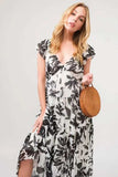 And The Why Ruffled Sleeve Tiered Floral Print Maxi Dress - Trendsi - Flyclothing LLC