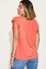 Basic Bae Full Size Bamboo Notched Ruffled Short Sleeve T-Shirt - Trendsi - Flyclothing LLC