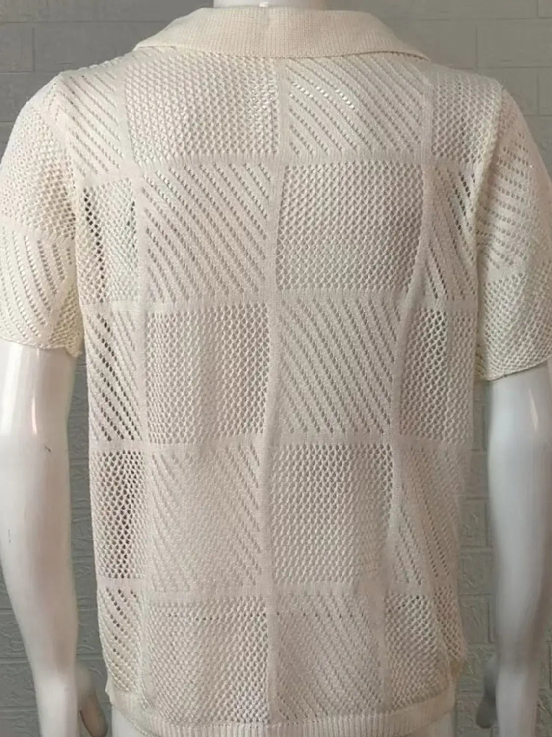 Men's Button Down Checkered Eyelet Shirt - Trendsi - Flyclothing LLC