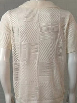 Men's Button Down Checkered Eyelet Shirt - Trendsi - Flyclothing LLC