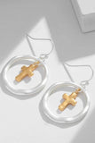 Brass Contrast Cross Dangle Earrings - Trendsi