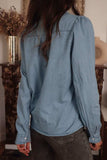 Button Up Long Sleeve Denim Top - Trendsi - Flyclothing LLC