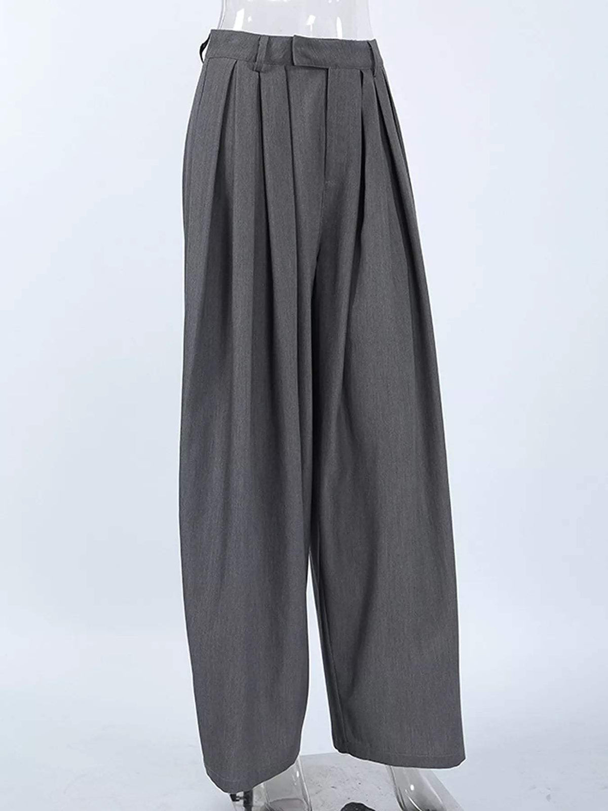 High-Waisted Wide-Leg Pleated Pants - Trendsi - Flyclothing LLC