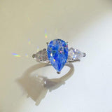 2 Carat 925 Sterling Silver Moissanite Teardrop Shape Ring - Trendsi - Flyclothing LLC