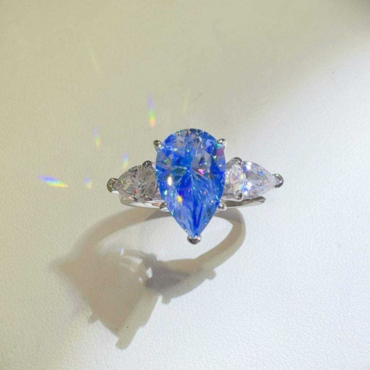 2 Carat 925 Sterling Silver Moissanite Teardrop Shape Ring - Trendsi - Flyclothing LLC