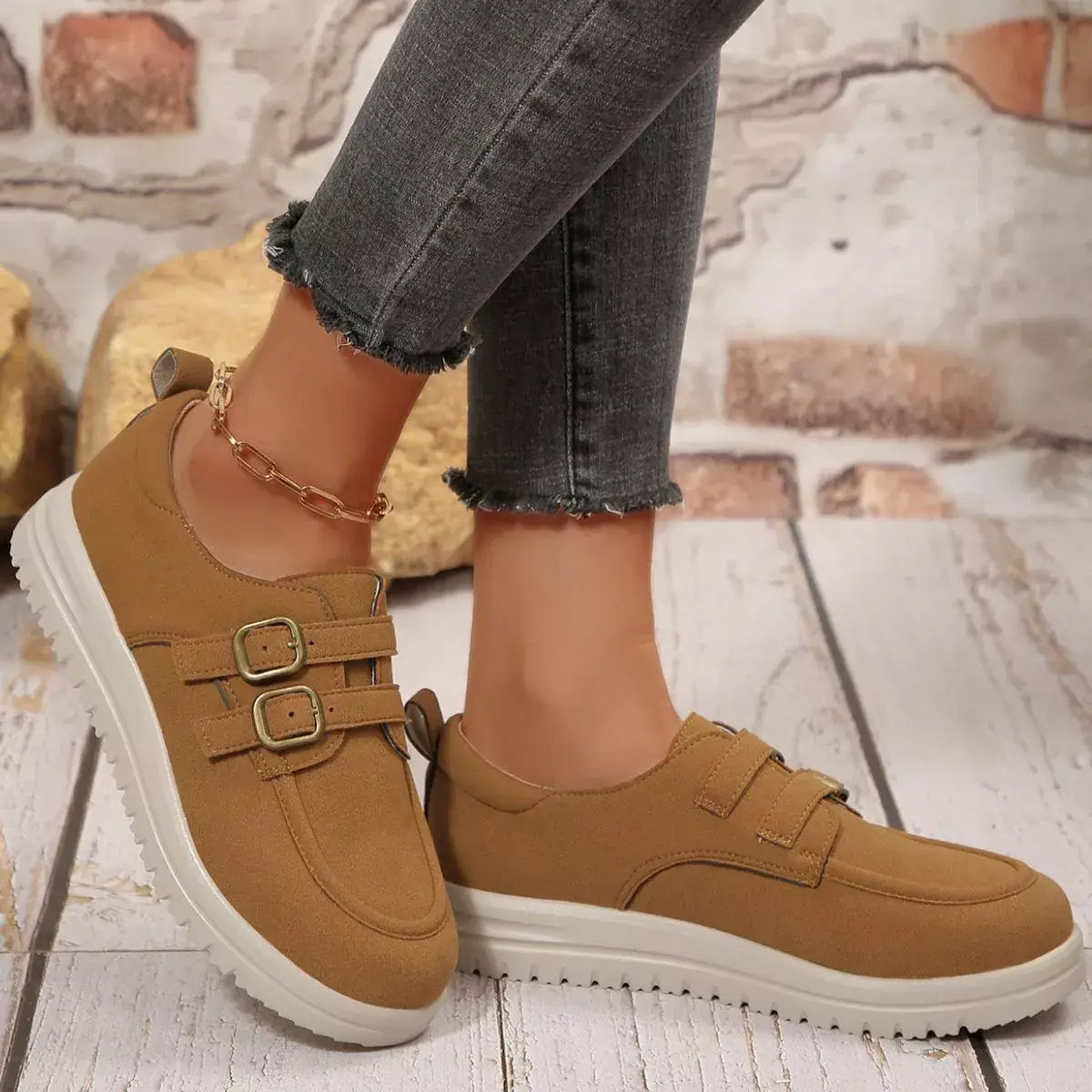 Buckle Accent Casual Loafers - Trendsi - Flyclothing LLC
